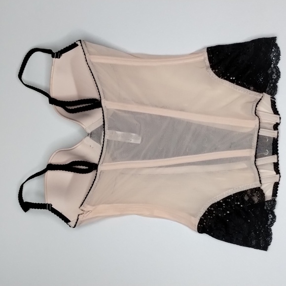 Victoria's Secret Corset Bra Cami 36B pink mesh black lace - Picture 5 of 8